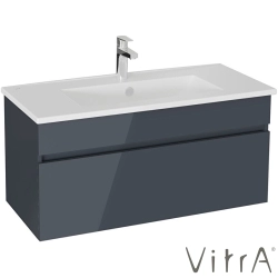 Vitra - Vitra Mia Plus Square Tek Çekmeceli Lavabo Dolabı, 100 cm, Parlak Antrasit - 69777
