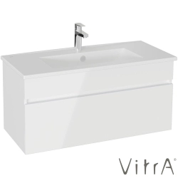 Vitra - Vitra Mia Plus Square Tek Çekmeceli Lavabo Dolabı, 100 cm, Parlak Beyaz - 69778