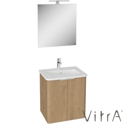 Vitra - Vitra Mia Plus Round Demonte Set, 60 cm, Kapaklı, (Lavabo Dolabı, Aydınlatmalı Ayna), Altın Meşe