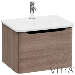 Vitra - Vitra Integra Round Tek Çekmeceli Lavabo Dolabı, Ayaksız, 60 cm, Moka Meşe - 69904