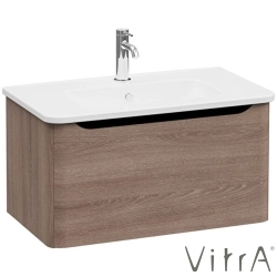 Vitra - Vitra Integra Round Tek Çekmeceli Lavabo Dolabı, Ayaksız, 80 cm, Moka Meşe - 69913