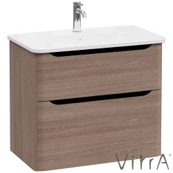 Vitra - Vitra Integra Round Çift Çekmeceli Lavabo Dolabı, Ayaksız, 80 cm, Moka Meşe - 69985