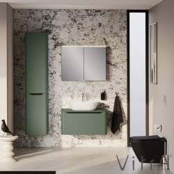Vitra - Vitra Integra Round Tek Çekmeceli Çanak Lavabo Uyumlu Lavabo Dolabı, Mat Yeşil, 80 cm (Çanak Lavabo Hariç-Armatür Deliksiz)