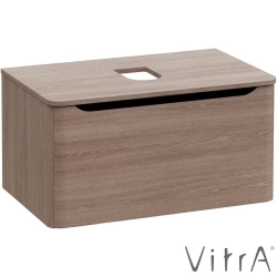 Vitra - Vitra Integra Round Tek Çekmeceli Çanak Lavabo Uyumlu Lavabo Dolabı, Moka Meşe, 80 cm (Çanak Lavabo Hariç-Armatür Deliksiz)