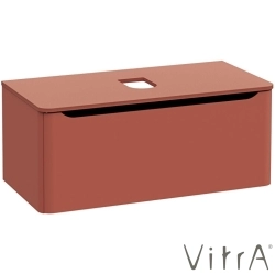 Vitra - Vitra Integra Round Tek Çekmeceli Çanak Lavabo Uyumlu Lavabo Dolabı, Mat Kırmızı, 100 cm (Çanak Lavabo Hariç-Armatür Deliksiz) - 70054