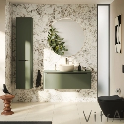 Vitra - Vitra Integra Round Tek Çekmeceli Çanak Lavabo Uyumlu Lavabo Dolabı, Mat Yeşil, 120 cm (Çanak Lavabo Hariç-Armatür Deliksiz)