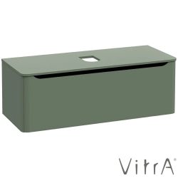 Vitra - Vitra Integra Round Tek Çekmeceli Çanak Lavabo Uyumlu Lavabo Dolabı, Mat Yeşil, 120 cm (Çanak Lavabo Hariç-Armatür Deliksiz) - 70064