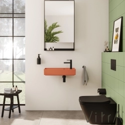 Vitra - Vitra ArchiPlan Sağdan Armatür Delikli Dar Lavabo, 60x28 cm, Mat Terra Rosa