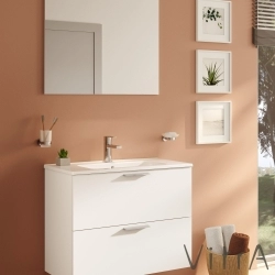 Vitra - Vitra Mia Demonte Set, 80 cm, Çekmeceli, (Lavabo Dolabı, Aydınlatmalı Ayna), Parlak Beyaz