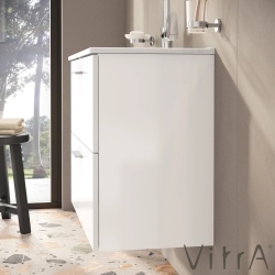 Vitra - Vitra Mia Demonte Set, 80 cm, Çekmeceli, (Lavabo Dolabı, Aydınlatmalı Ayna), Parlak Beyaz