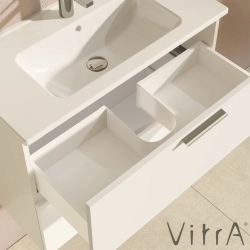 Vitra - Vitra Mia Demonte Set, 80 cm, Çekmeceli, (Lavabo Dolabı, Aydınlatmalı Ayna), Parlak Beyaz