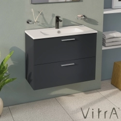Vitra - Vitra Mia Demonte Set, 80 cm, Çekmeceli, (Lavabo Dolabı, Aydınlatmalı Ayna), Antrasit
