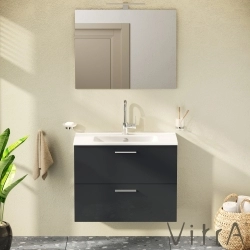 Vitra - Vitra Mia Demonte Set, 80 cm, Çekmeceli, (Lavabo Dolabı, Aydınlatmalı Ayna), Antrasit