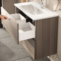 Vitra - Vitra Mia Demonte Set, 80 cm, Çekmeceli, (Lavabo Dolabı, Aydınlatmalı Ayna), Cordoba