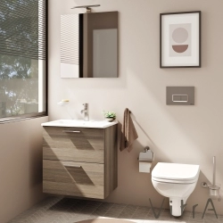 Vitra - Vitra Mia Demonte Set, 60 cm, Çekmeceli, (Lavabo Dolabı, Aydınlatmalı Ayna), Cordoba