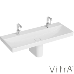 Vitra - Vitra Metropole Çift Armatür Delikli Lavabo, 120 cm, VitraClean