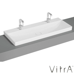 Vitra - Vitra Metropole Çift Armatür Delikli Çanak Lavabo, 120 cm, VitraClean