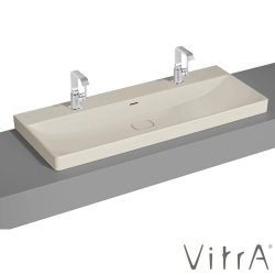 Vitra - Vitra Metropole Çift Armatür Delikli Çanak Lavabo, 120 cm, Mat Kum Beji