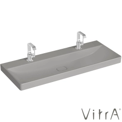 Vitra - Vitra Metropole Çift Armatür Delikli Lavabo, 120 cm, Mat Taş Gri, VitraClean