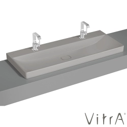 Vitra - Vitra Metropole Çift Armatür Delikli Çanak Lavabo, 120 cm, Mat Taş Gri, VitraClean