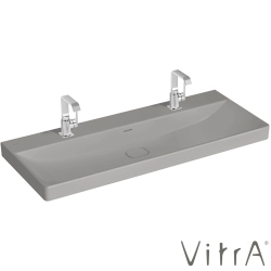 Vitra - Vitra Metropole Çift Armatür Delikli Lavabo, 120 cm, Mat Taş Gri, VitraClean