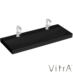 Vitra - Vitra Metropole Çift Armatür Delikli Lavabo, 120 cm, Mat Siyah, VitraClean