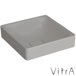 Vitra - Vitra Metropole Kare Çanak Lavabo, 40 cm, Mat Taş Gri, VitraClean