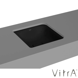 Vitra - Vitra Metropole Kare Tezgah Altı Lavabo, 40 cm, Mat Siyah, VitraClean