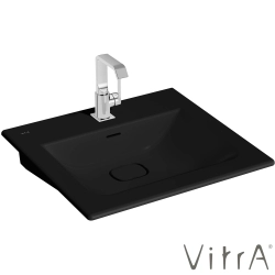 Vitra - Vitra Metropole Etajerli Lavabo, 60 cm, Mat Siyah, VitraClean