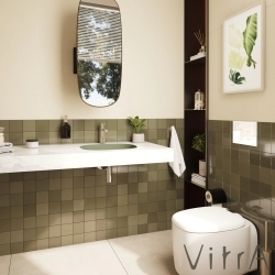 Vitra - Vitra Plural Kare Alçak Çanak Lavabo, 45 cm, Mat Yosun Yeşili