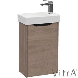Vitra - Vitra Integra Square Lavabo Dolabı, 45 cm, Kapaklı, Moka Meşe, Sağ - 80073