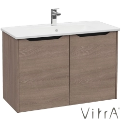 Vitra - Vitra Integra Square Kapaklı Lavabo Dolabı, Ayaksız, 100 cm, Moka Meşe - 80100