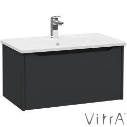 Vitra - Vitra Integra Square Tek Çekmeceli Lavabo Dolabı, Ayaksız, 80 cm, Mat Grafit