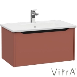Vitra - Vitra Integra Square Tek Çekmeceli Lavabo Dolabı, Ayaksız, 80 cm, Mat Kırmızı - 80142