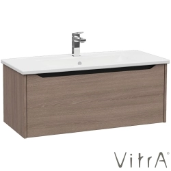 Vitra - Vitra Integra Square Tek Çekmeceli Lavabo Dolabı, Ayaksız, 100 cm, Moka Meşe