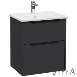 Vitra - Vitra Integra Square Çift Çekmeceli Lavabo Dolabı, Ayaksız, 60 cm, Mat Grafit