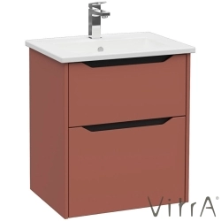 Vitra - Vitra Integra Square Çift Çekmeceli Lavabo Dolabı, Ayaksız, 60 cm, Mat Kırmızı - 80205