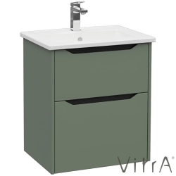 Vitra - Vitra Integra Square Çift Çekmeceli Lavabo Dolabı, Ayaksız, 60 cm, Mat Yeşil - 80206