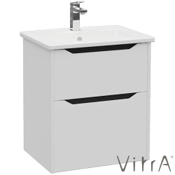 Vitra - Vitra Integra Square Çift Çekmeceli Lavabo Dolabı, Ayaksız, 60 cm, Mat Açık Gri