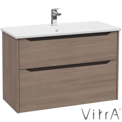 Vitra - Vitra Integra Square Çift Çekmeceli Lavabo Dolabı, Ayaksız, 100 cm, Moka Meşe - 80226
