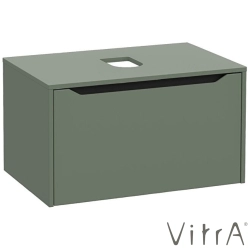 Vitra - Vitra Integra Square Tek Çekmeceli Çanak Lavabo Uyumlu Lavabo Dolabı, Mat Yeşil, 80 cm (Çanak Lavabo Hariç-Armatür Deliksiz) - 80278
