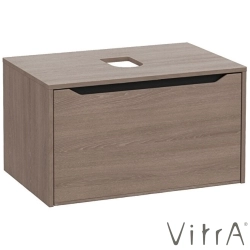 Vitra - Vitra Integra Square Tek Çekmeceli Çanak Lavabo Uyumlu Lavabo Dolabı, Moka Meşe, 80 cm (Çanak Lavabo Hariç-Armatür Deliksiz) - 80280