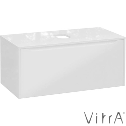 Vitra - Vitra Integra Square Tek Çekmeceli Çanak Lavabo Uyumlu Lavabo Dolabı, Parlak Beyaz, 100 cm (Çanak Lavabo Hariç-Armatür Deliksiz) - 80282