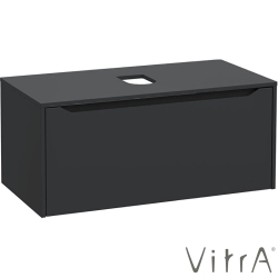 Vitra - Vitra Integra Square Tek Çekmeceli Çanak Lavabo Uyumlu Lavabo Dolabı, Mat Grafit, 100 cm (Çanak Lavabo Hariç-Armatür Deliksiz) - 80284
