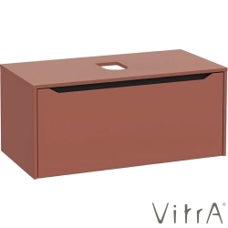 Vitra - Vitra Integra Square Tek Çekmeceli Çanak Lavabo Uyumlu Lavabo Dolabı, Mat Kırmızı, 100 cm (Çanak Lavabo Hariç-Armatür Deliksiz) - 80286