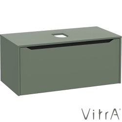 Vitra - Vitra Integra Square Tek Çekmeceli Çanak Lavabo Uyumlu Lavabo Dolabı, Mat Yeşil, 100 cm (Çanak Lavabo Hariç-Armatür Deliksiz) - 80287