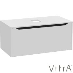 Vitra - Vitra Integra Square Tek Çekmeceli Çanak Lavabo Uyumlu Lavabo Dolabı, Mat Açık Gri, 100 cm (Çanak Lavabo Hariç-Armatür Deliksiz)