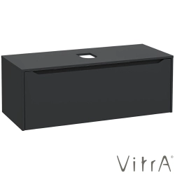 Vitra - Vitra Integra Square Tek Çekmeceli Çanak Lavabo Uyumlu Lavabo Dolabı, Mat Grafit, 120 cm (Çanak Lavabo Hariç-Armatür Deliksiz) - 80293