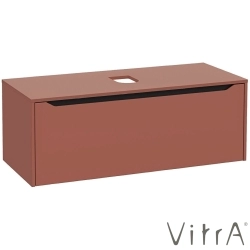 Vitra - Vitra Integra Square Tek Çekmeceli Çanak Lavabo Uyumlu Lavabo Dolabı, Mat Kırmızı, 120 cm (Çanak Lavabo Hariç-Armatür Deliksiz) - 80295