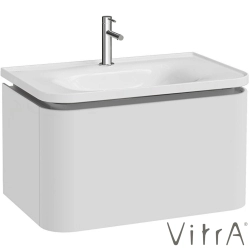 Vitra - Vitra Gala Tek Çekmeceli Etajerli Lavabo Dolabı, Mat Soft Beyaz, 80 cm (Etajerli Lavabo Dahil-Tek Armatür Delikli) - 80371